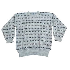Vintage Cape Isle Knitters Sz L Mens Gray Sweater Turkey